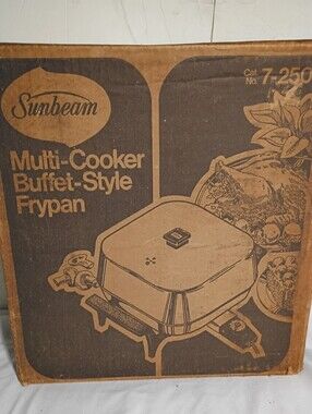 Vtg 1979 Sunbeam Multi-Cooker Buffet Electric Frypan Skillet 7-250 NOS NIB Silvr